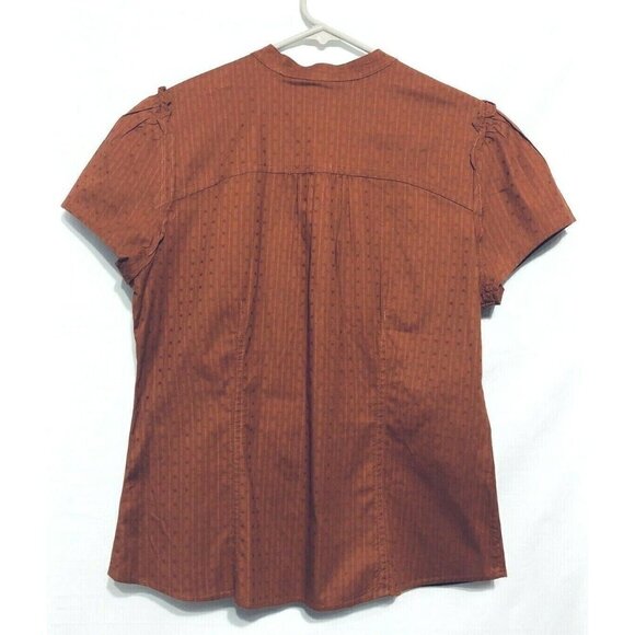 To The Max Blouse Womens Large Tapered Ruffle Shoulder Button V Neck Stretch - Picture 2 of 6
